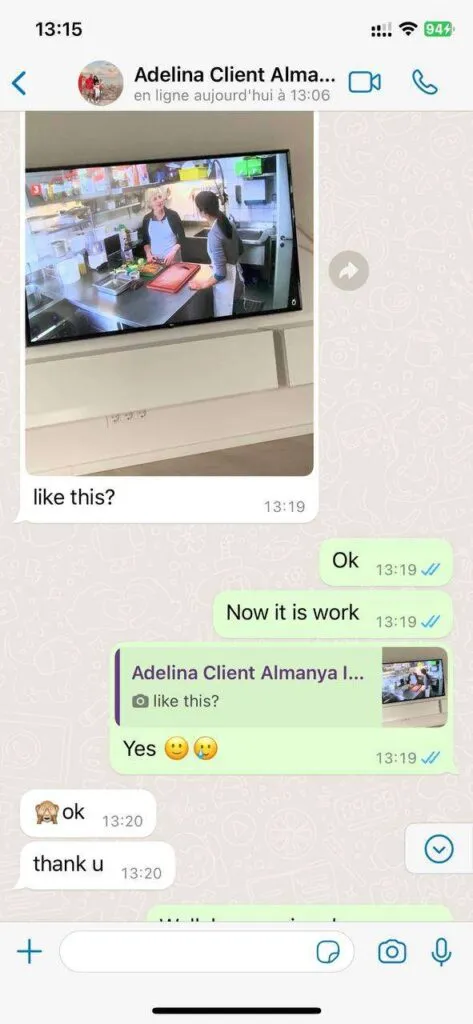 Customer review via WhatsApp for evestv